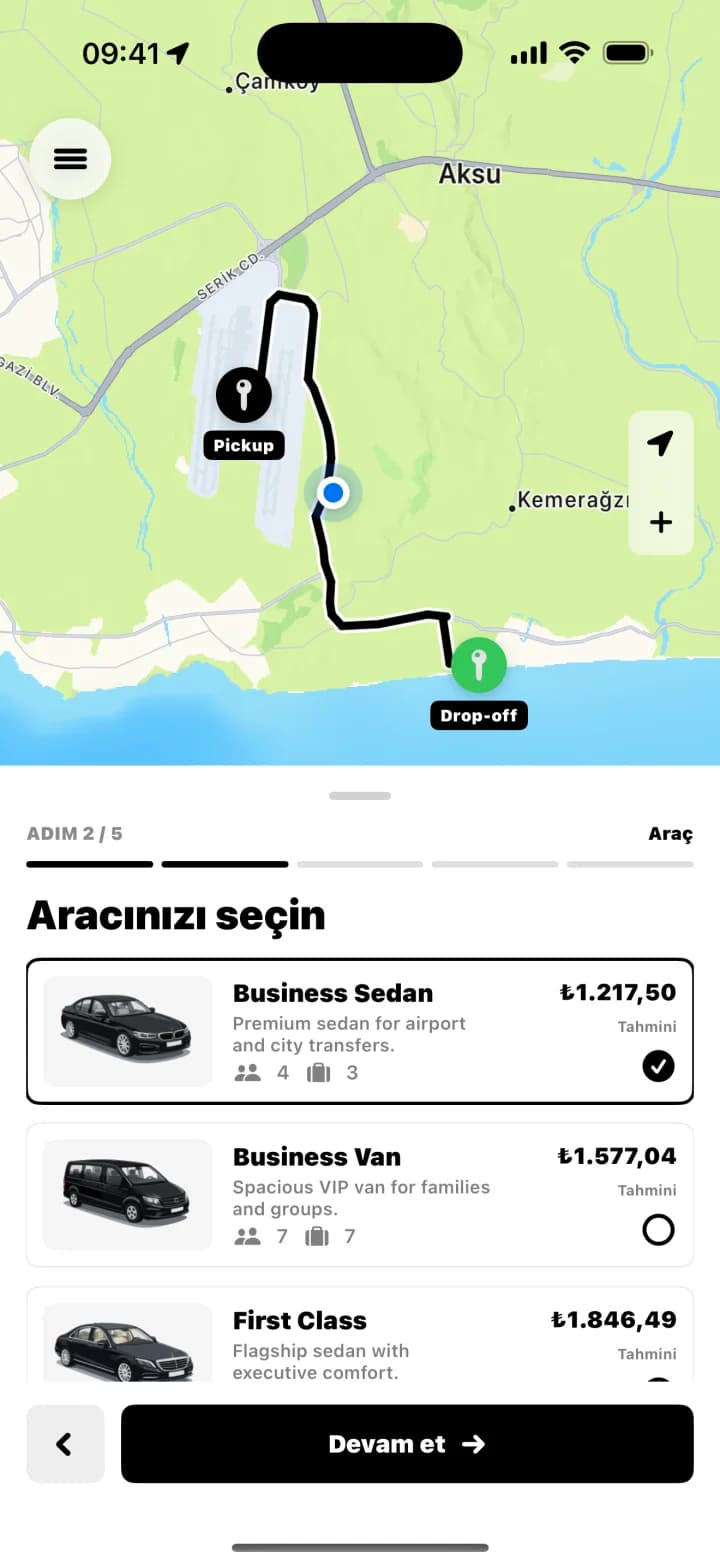 Bookvion vehicle selection