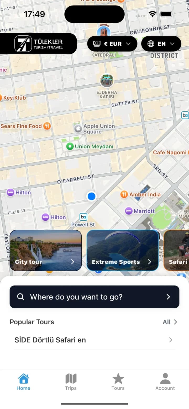 Tülekler rider app home screen