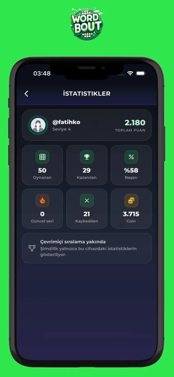 Wordbout player statistics